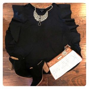 XXL Black Flutter Sleeve Top